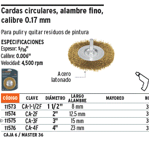 CARDA CIRCULAR P/TALADRO 3" ALAMBRE FINO TRUPER 11575